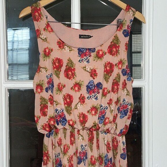 Qed London blush pink flower roses summer vacation travel women’s maxi dress - Picture 6 of 10